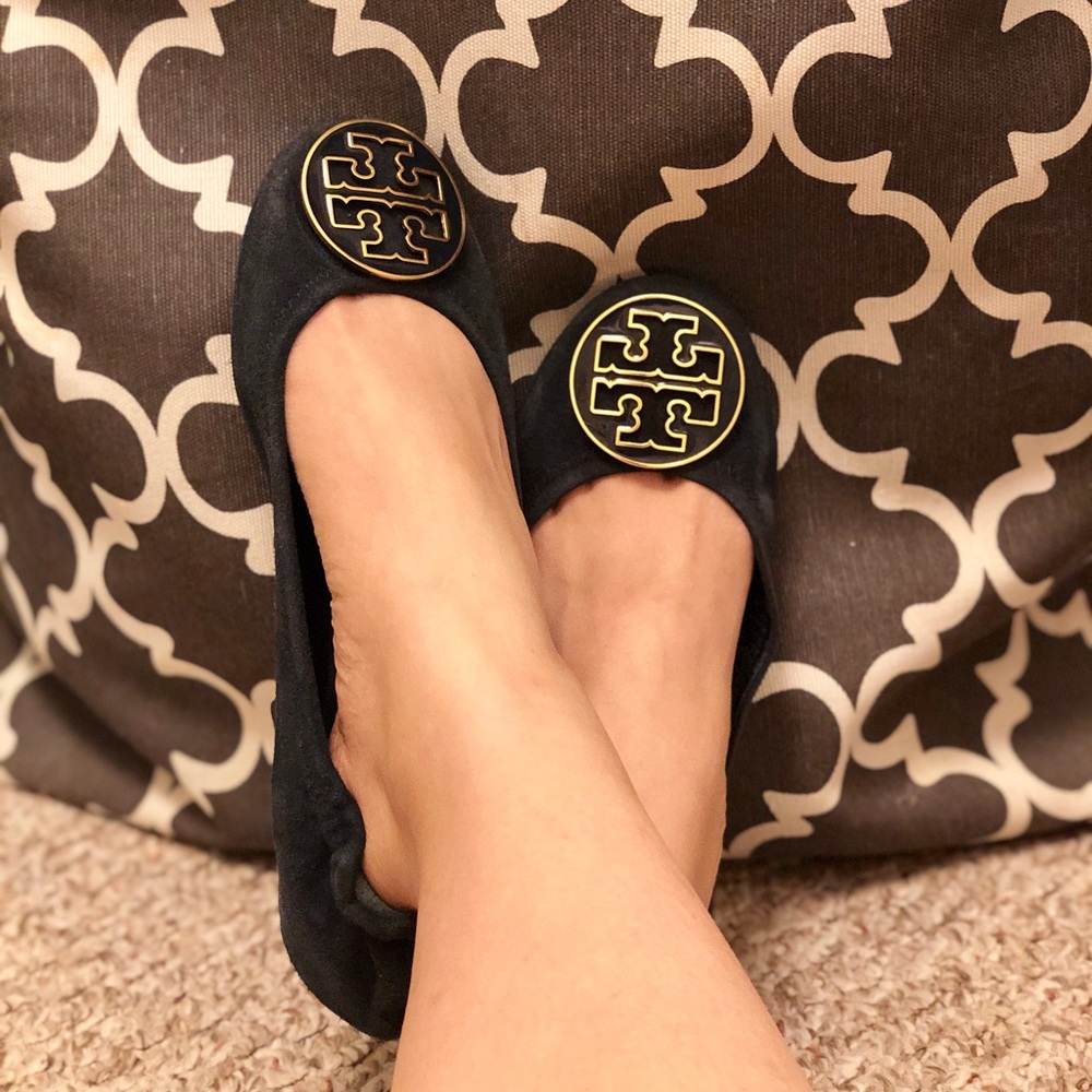 Tory Burch Navy Suede Ballet Flats